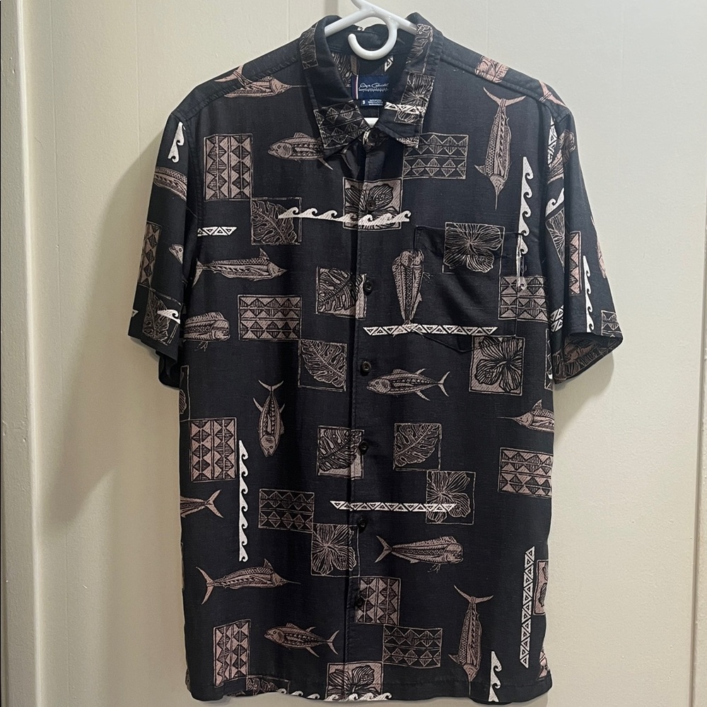 Jack O’Neill Collection Black and Brown Patterned Men's Aloha Shirt (S)